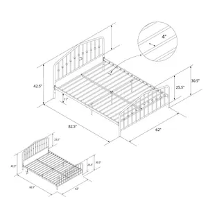 Bushwick Metal Bed White, King