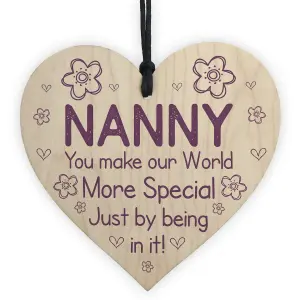 Red Ocean Mothers Day Gift For Nanny Wooden Heart Sign Keepsake Nanny Birthday Gifts For Her