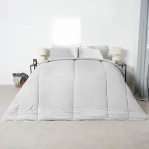 Teddy Fleece Coverless Duvet 10.5 TOG Pillowcase, Silver - Single