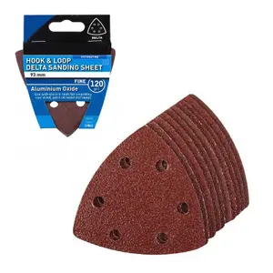 5 x Hook and Loop 93mm Detail Sanding Sheets 120 Grit Triangle Sandpaper Pads