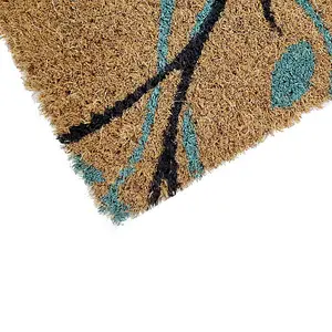 Coco & Coir Door Mat Indoor Outdoor Natural Heavy Duty 1.5cm Thick Leaves Design Entrance Door Mat 40x60cm SHADOW LEAVES