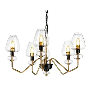 5 Bulb Chandelier Aged Brass Finish Plated And Charcoal Black Paint LED E14 40W