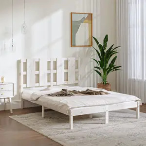 Berkfield Bed Frame White Solid Wood Pine 140x200 cm