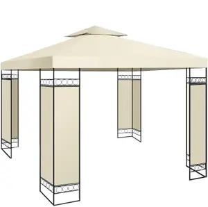 3m x 3m Luxury Gazebo With Metal Corner Supports - Cream