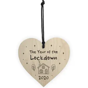 Red Ocean The Year Of The Lockdown Novelty Wooden Heart Sign Home Decor Signs Christmas Bauble Gifts