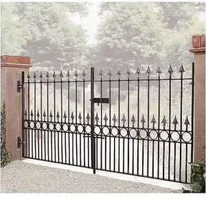 Balmoral Premium Range Spear Top Low Double Driveway Gate - Solid Steel - Fits Gap of 3048 mm x 1168 mm High - Primed