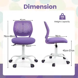 Costway Kids School Desk Chair Ergonomic Study Chair Rolling Swivel Task Chair w/ Adjustable Height Purple