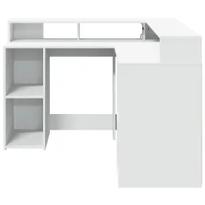 Berkfield Desk with LED Lights White 130x130x91 cm Engineered Wood