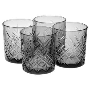 URBNLIVING 345ml 4 Pcs Whisky Scotch Vodka Tumbler Grey Glassware Sets