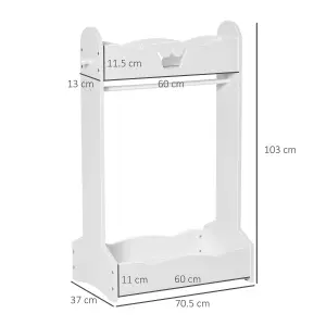 HOMCOM Kids Wood Clothes Rack with Storage Shelves Hall Tree for 3-8 Years