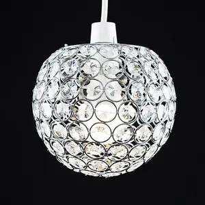 ValueLights Ducy Modern Chrome Globe Ceiling Light Shade with Acrylic Crystal Effect Jewels