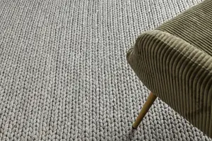 Wool carpet TAHAR 99004G grey - HAND-WOVEN loop, uniform 90x150 cm