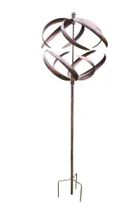 Sphere Garden Wind Sculpture - Brushed Copper