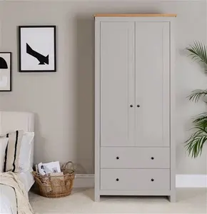 Bampton 2 Door Wardrobe In Stone Grey - Laura James