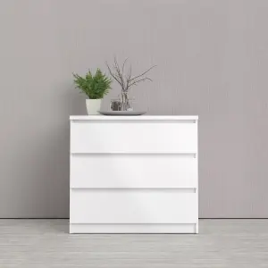 Esla High gloss white 3 Drawer Chest of drawers (H)700mm (W)770mm (D)500mm