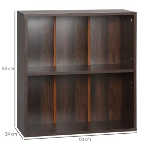 HOMCOM Bookshelf Display Storage Shelf with 2 Compartments for Study Walnut