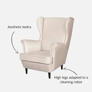 Leo Velour Armchair Elegant Accent Upholstered Loungechair - Beige