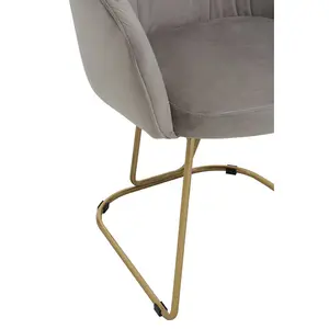 Interiors by Premier Mink Velvet Dinner Chair , Easy to Care Armrest Accent Dining Chair, Easily Adjustable Indoor Chair