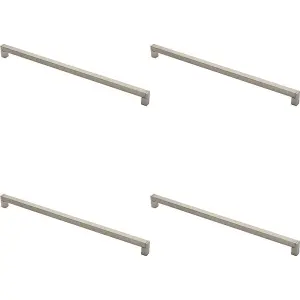 4x Square Section Bar Pull Handle 463 x 15mm 448mm Fixing Centres Satin Nickel