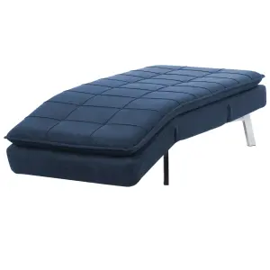 Fabric Chaise Lounge Navy Blue LOIRET