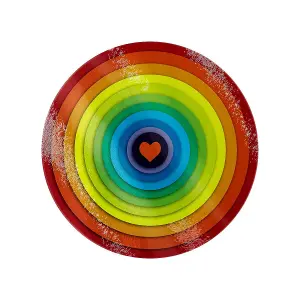 Grindstore Rainbow Heart Circular Gl Chopping Board Multicoloured (One Size)