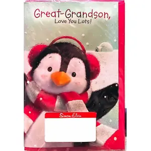 Simon Elvin Love You Lots Great Grand Son Christmas Card (Pack of 6) Red/White/Black (One Size)