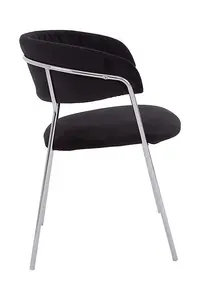 Black Channel Chrome Finish Dining Chair,Decorative Armchair,Chair For Outdoor Patio,Stylish Lounge Chair