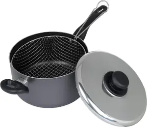 22cm Non Stick Chef's Choice Chip Pan Lid &  Basket - FS080