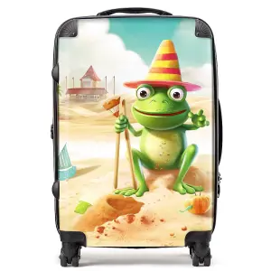 Happy Frog On A Beach Holiday Suitcase - Medium