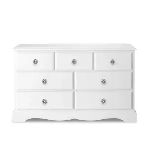 Romance True White 3 Over 4 Chest of Drawers with Crystal Handles