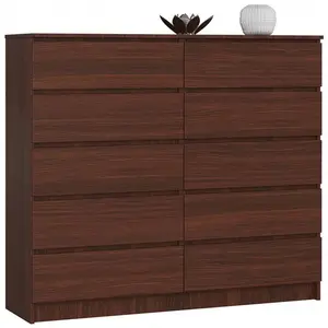 Sideboard, Chest Of Drawers 10 Drawers, Contemporary Chest Of Drawers, Modern Living Room Furniture 121 x 120 x 40 cm Dark Brown