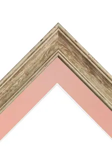 Scandi Distressed Wood Frame with Pink Mount for Image Size 40 x 30 CM