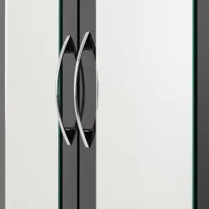 Nevada 3 Door 2 Drawer Mirrored Wardrobe in Black Gloss Finish