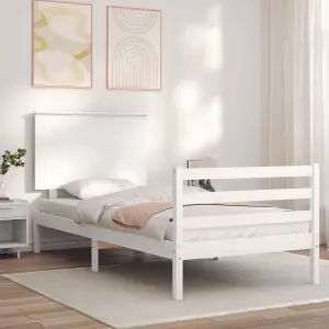 Berkfield Bed Frame with Headboard White 100x200 cm Solid Wood