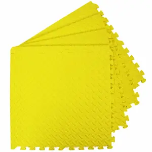 EVA Interlocking Gym/Yoga Mats in Yellow Anti-Fatigue Soft Foam Exercise Play Floor Tiles