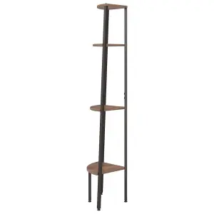 Berkfield 4-Tier Corner Shelf Dark Brown and Black 45.5x31.5x150 cm