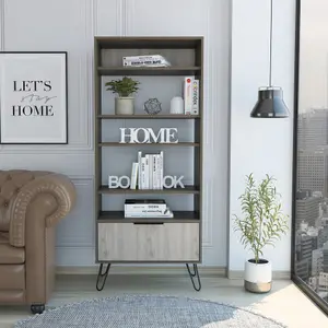 large display bookcase with storage area  bleached oak effect & grey, Nevada range