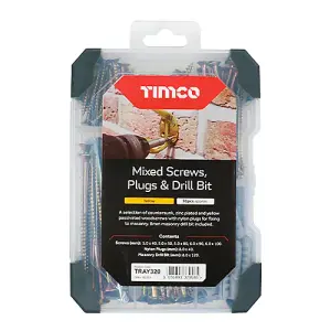 TIMCO Screws, Plug & Drill Bit Gold Mixed Tray - 251pcs