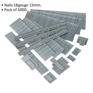 High-Quality 5000 Pack 15mm 18 Gauge Brad Nails for Nailer Staple Guns