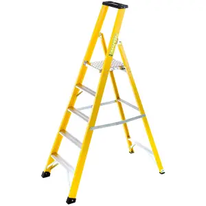 1.2m FIBREGLASS Platform Step Ladders 5 Tread Professional Lightweight Steps