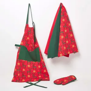 Homescapes Red Reindeer Christmas Oven Glove