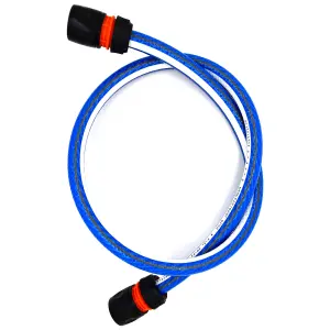 Garden Hose Pipe, 1 m / 3.2 ft Long + 2 x Connectors, Reinforced 6 Layer Non-Toxic 1/2" Watering Irrigation Hosepipe (Blue)