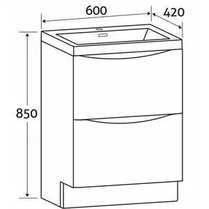 Stanhope 600mm Single Bathroom Vanity with Integrated Glass Basin Grey