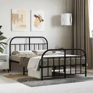 Berkfield Metal Bed Frame with Headboard and Footboard Black 120x200 cm