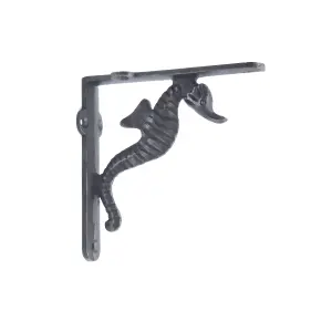 Oakcrafts - Pair of Antique Cast Iron Seahorse Shelf Brackets - 125mm x 125mm