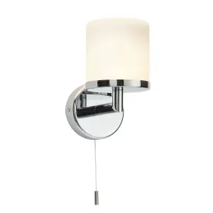 Luminosa Lipco 1 Light Bathroom Wall Light Chrome IP44 with Opal Glass, G9