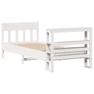 Berkfield Bed Frame without Mattress White 75x190 cm Small Single Solid Wood Pine