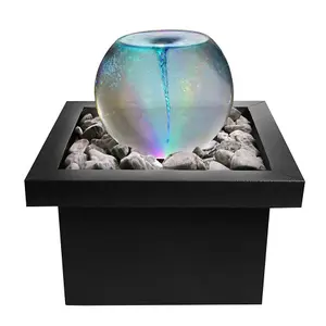 Primrose 52cm Orb Water Feature Whirlpool with Multicoloured LEDs & Square Basin