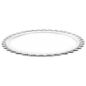 Queensway Home & Dining 37cm Diameter Round Clear Glass Patisserie Serving Dish Cake Fruit Plate Tray