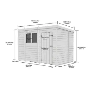 DIY Sheds 10x6 Pent Shed - Single Door Without Windows